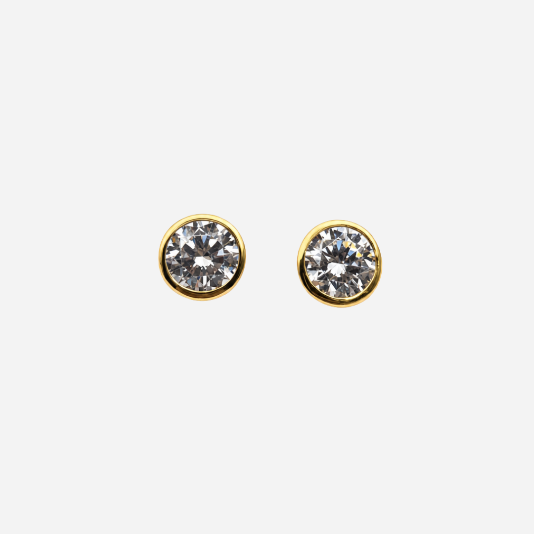 Golden Crystal Stud Earrings