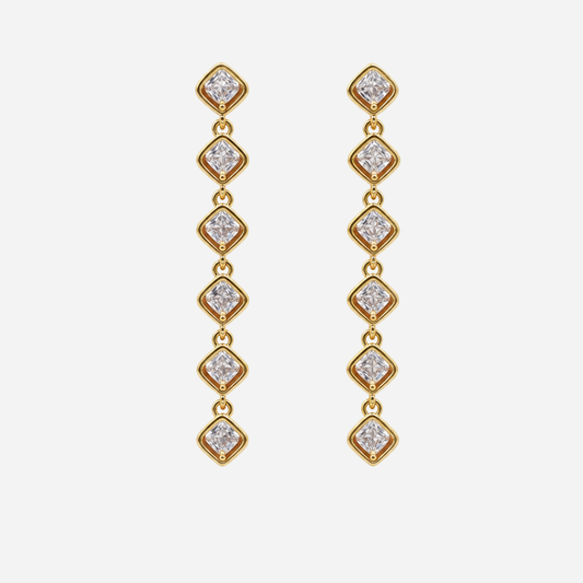 Golden Crystal Cascade Drop Earrings